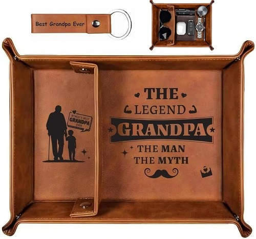 Grandad leather valet tray - leather,