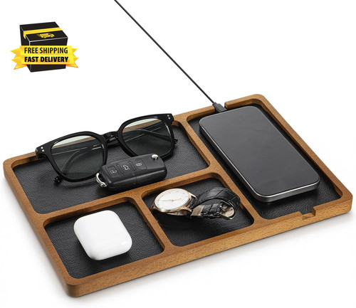 Walnut wooden valet tray - walnut,