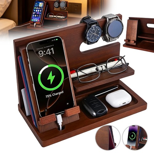 Wooden desk organiser phone - wooden,
